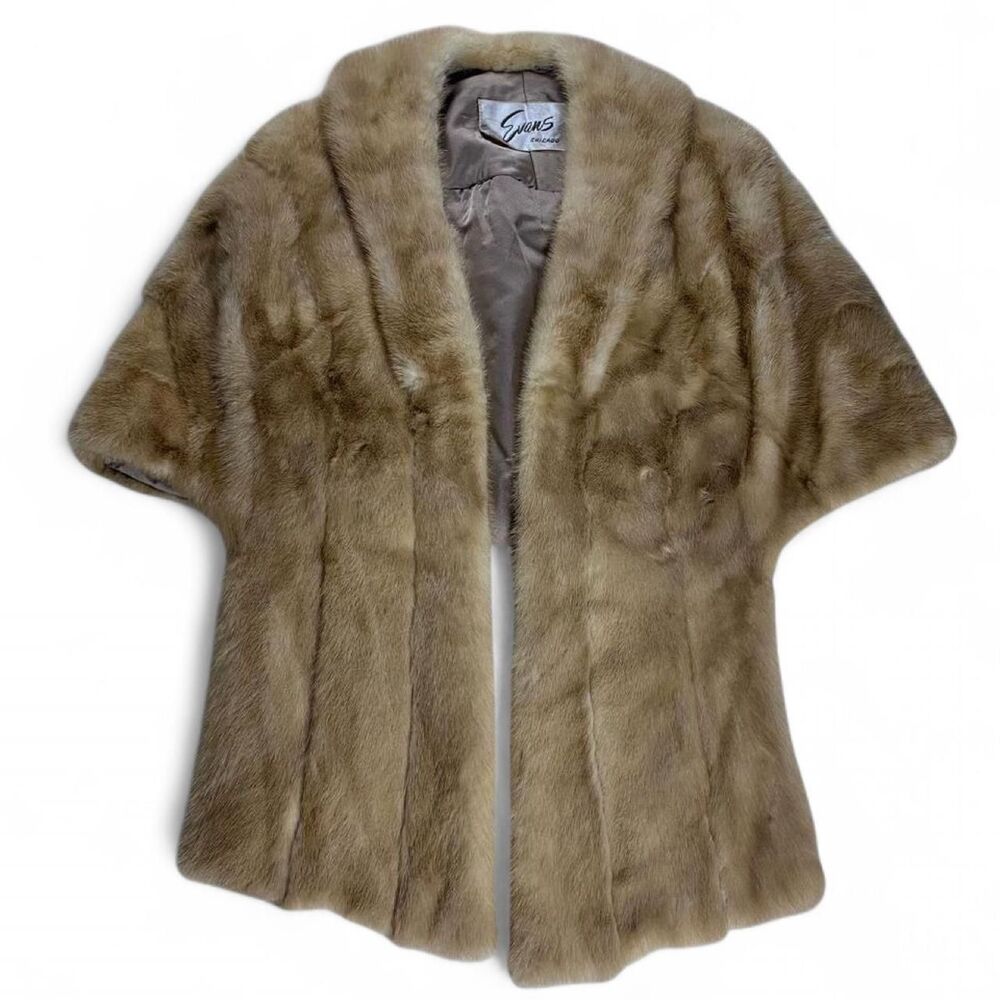 rue Vintage Evans Chicago Mink Fur Capelet or stole with shawl collar